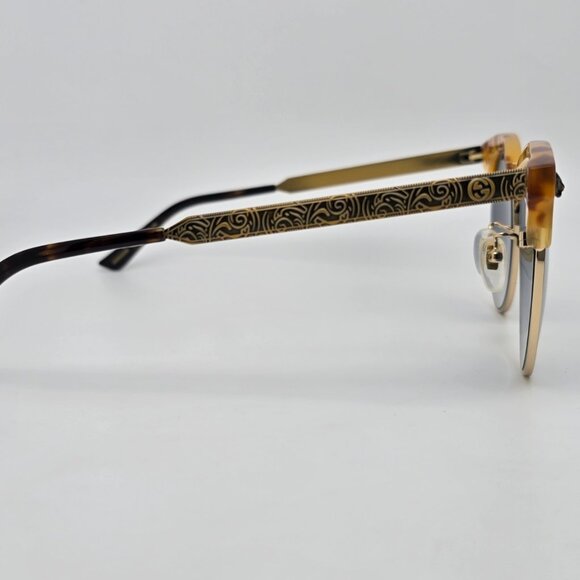 Gucci GG0222SK 003 Gold Havana Frame Blue Gradient Lens Cat Eye Sunglasses Japan main image 4